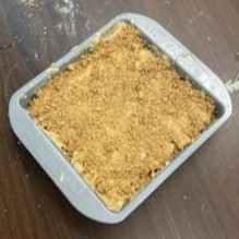 A nine-by-nine pan of coffee cake.