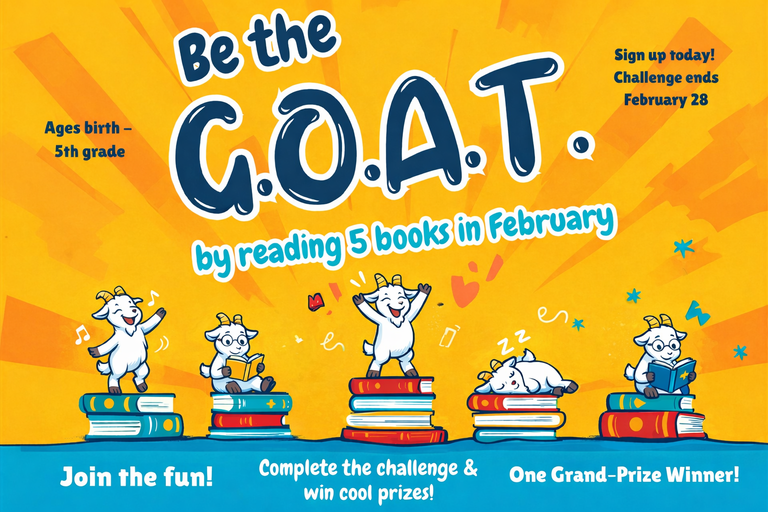 Be the G.O.A.T. Youth Reading Challenge in February