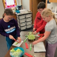 Participants chop vegetables.