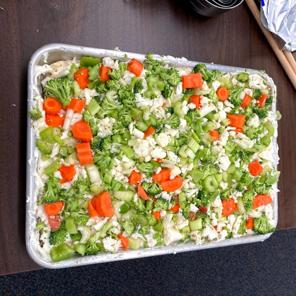 Veggies are added.