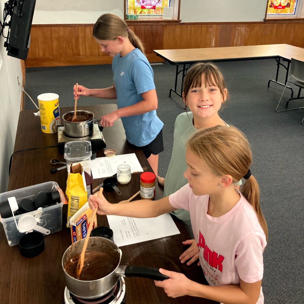 Mixing no-bakes.