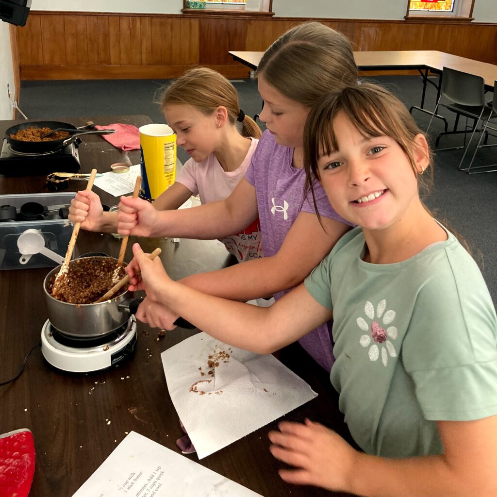 Mixing no-bakes.