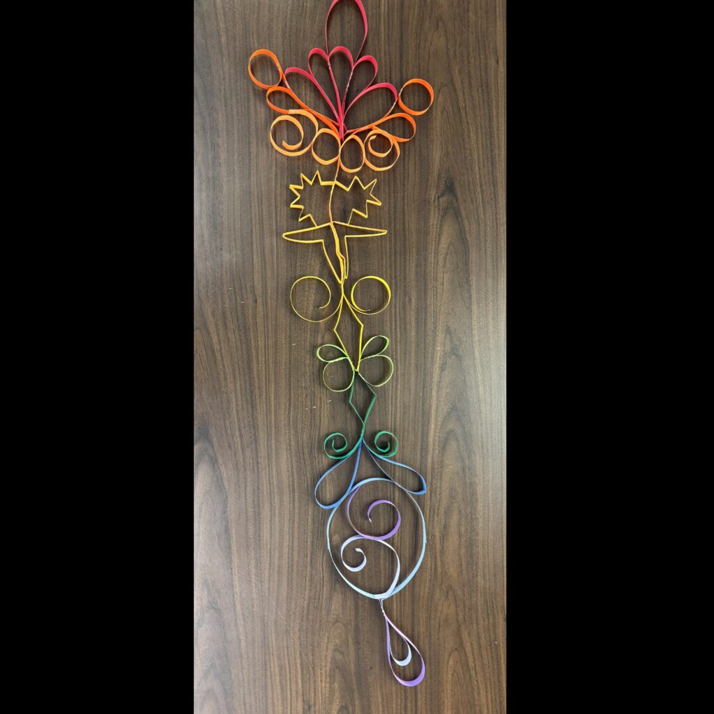 Colored paper sculpture.