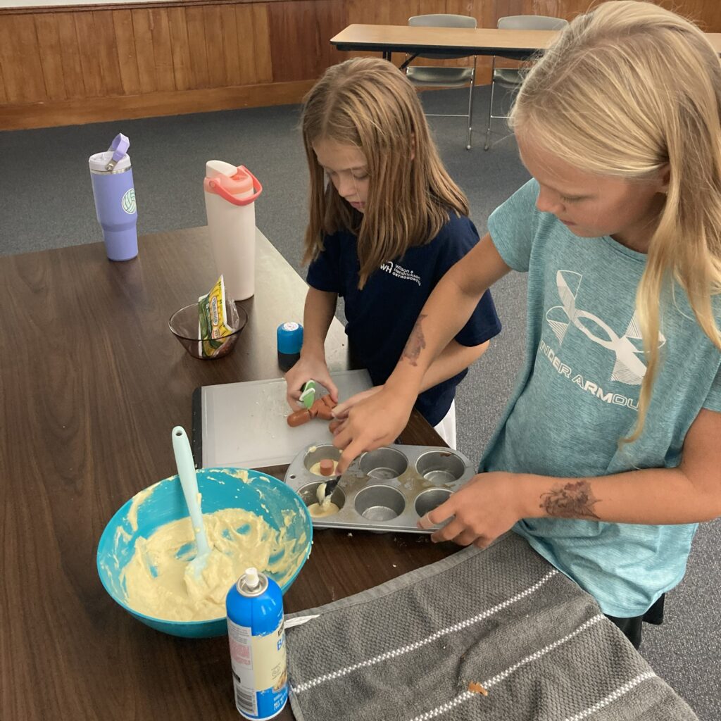 Mixing muffins.
