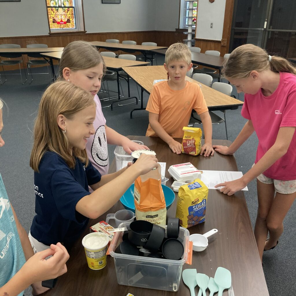 Measuring ingredients.